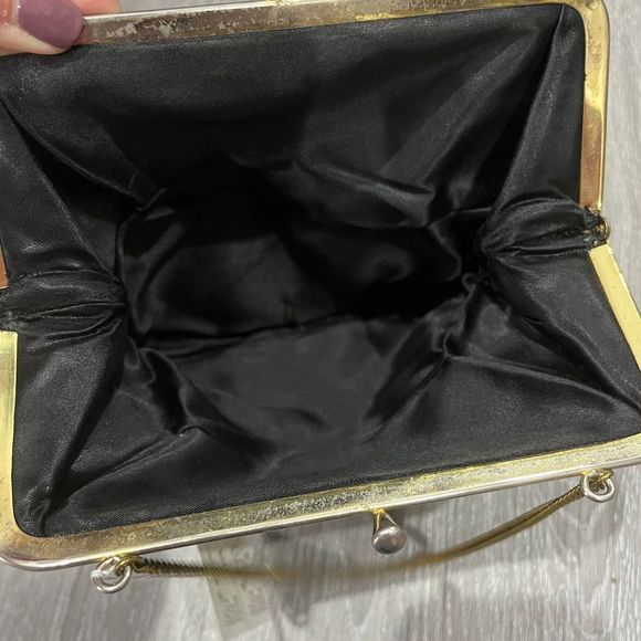 Vintage Black Evening Bag Bow Accent 7”w x 7.5”h x 1” d - Picture 6 of 9